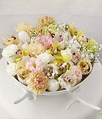 flowers in dish